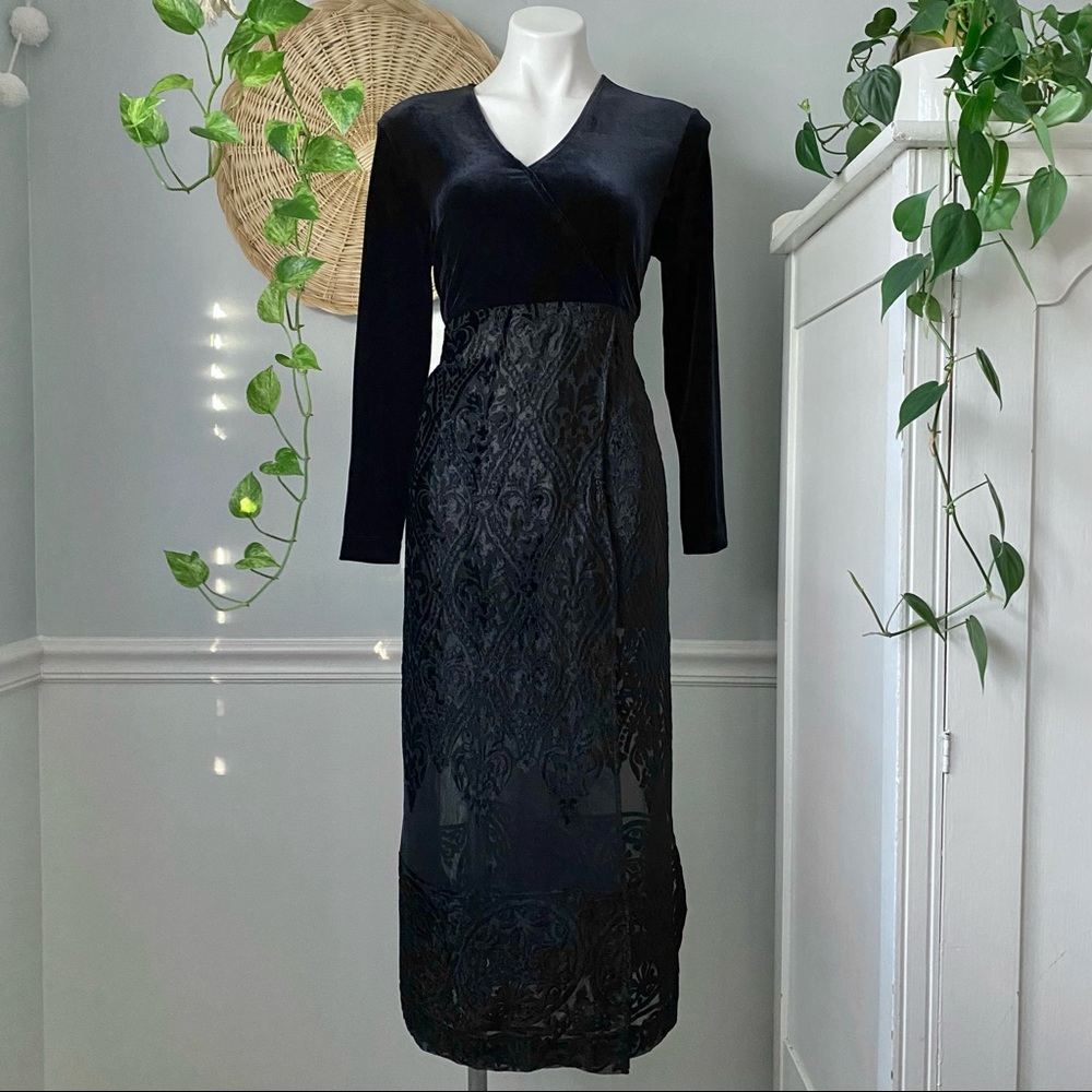 Vintage Carole Little Long Velvet Dress